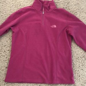 Pink north face zip up sweatshirt